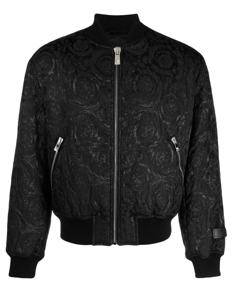 Versace Cloque-Bomberjacke mit Barockmuster Schwarz