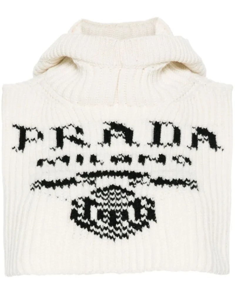 Prada Intarsien-Pullover mit Logo Nude