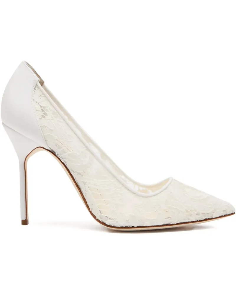Manolo Blahnik 105mm Bbla Bride lace point-toe pumps - Weiß Weiß
