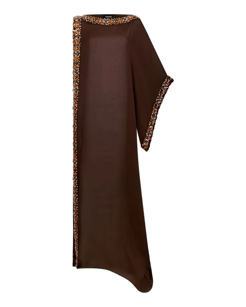 Dsquared2 One-Shoulder-Maxikleid mit Kristallen - Braun Braun