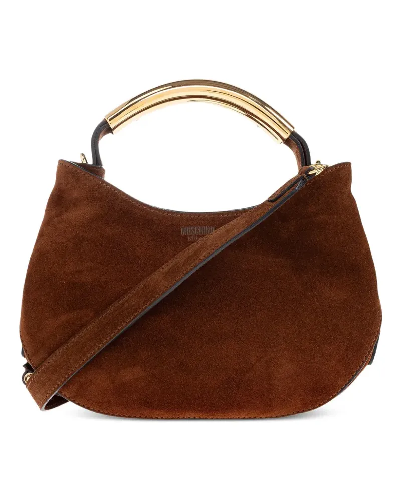 Moschino Wildleder-Tote Bag mit abgerundetem Henkel - Braun Braun