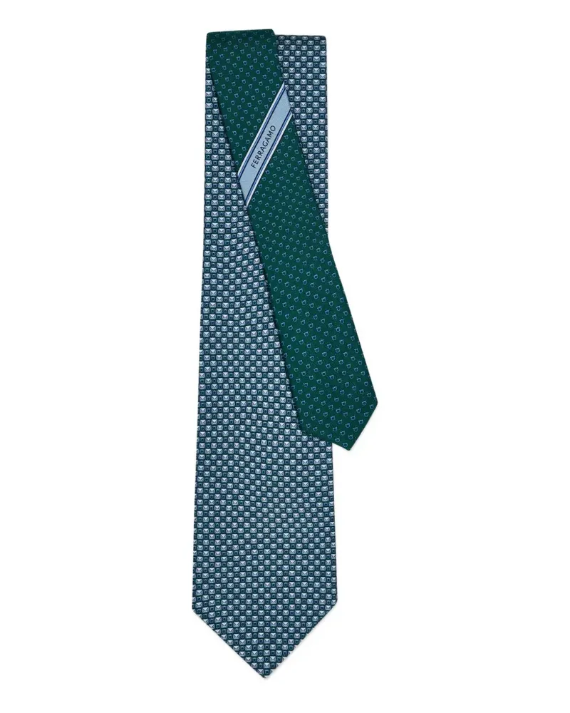 Ferragamo Seidenkrawatte mit Buchstaben-Print - Grün Grün