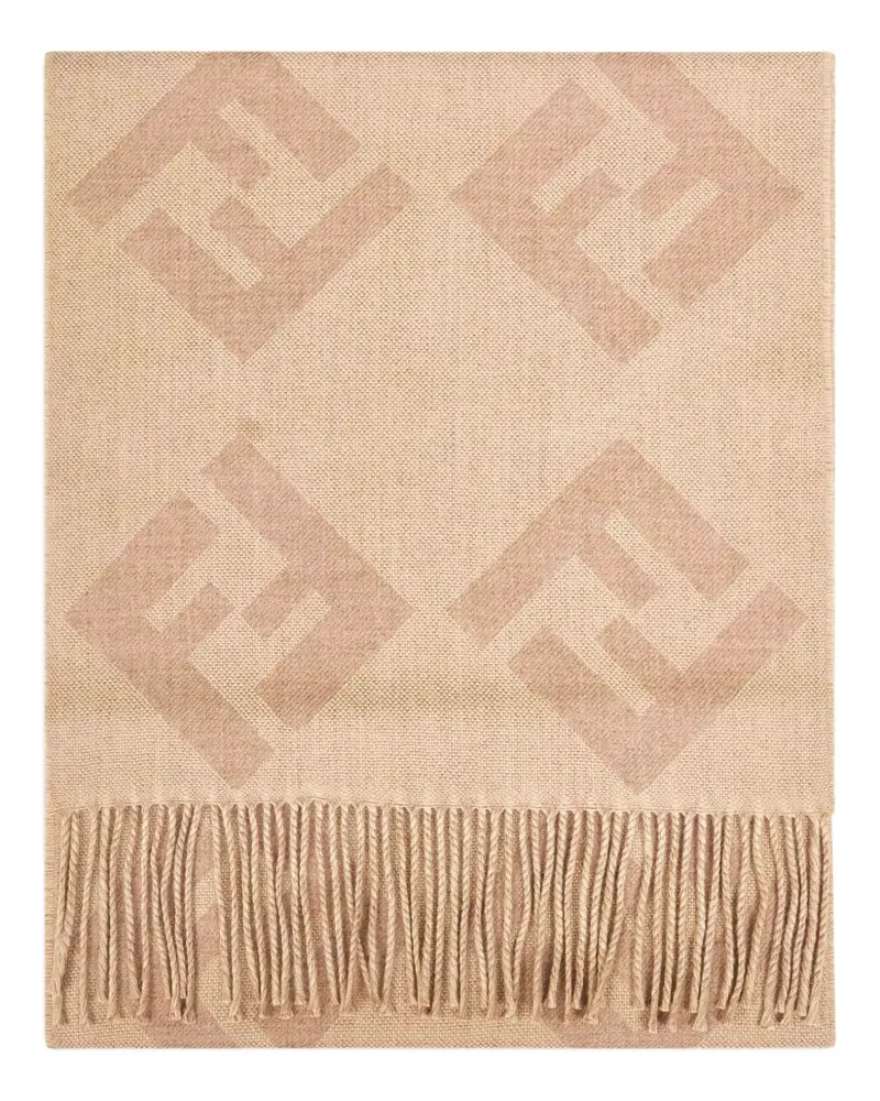Fendi diagonal macro ff fringed scarf - Nude Nude
