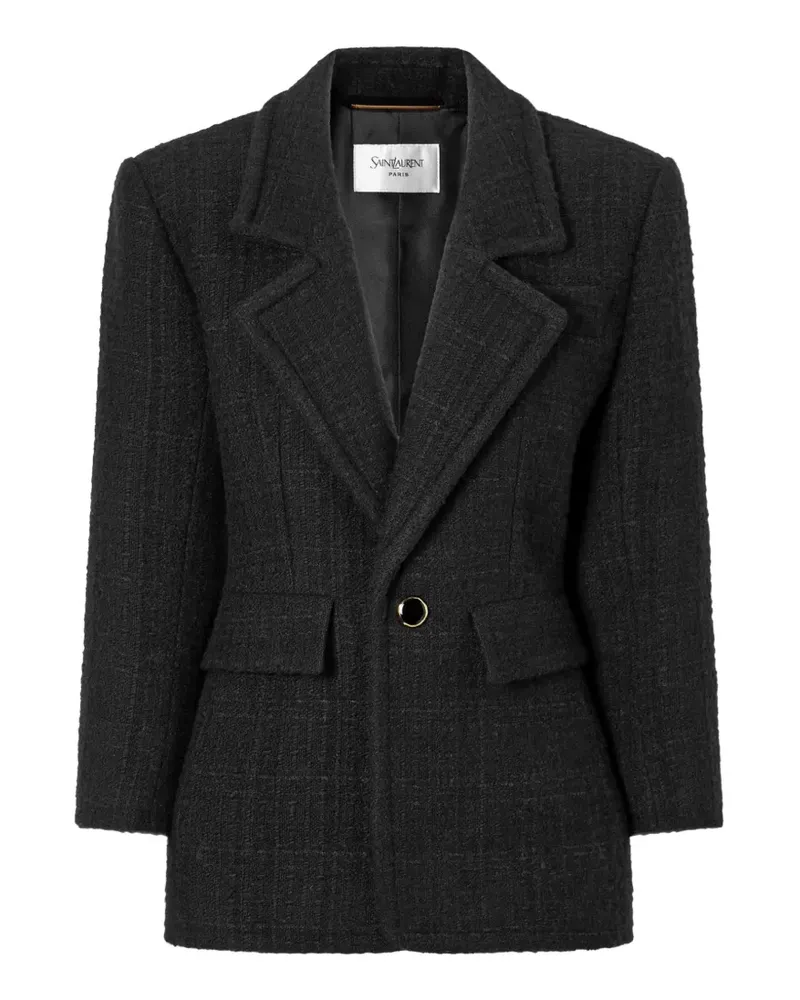 Saint Laurent Einreihige Jacke aus Tweed - Schwarz Schwarz