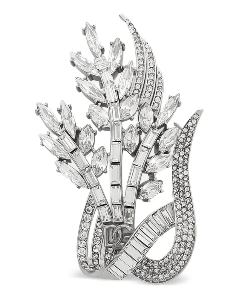 Dolce & Gabbana Brosche in Blumenform mit Kristallen - Silber Silber