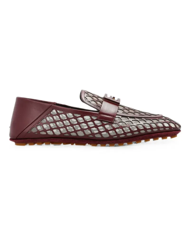 Fendi Baguette burgundy leather loafers - Rot Rot