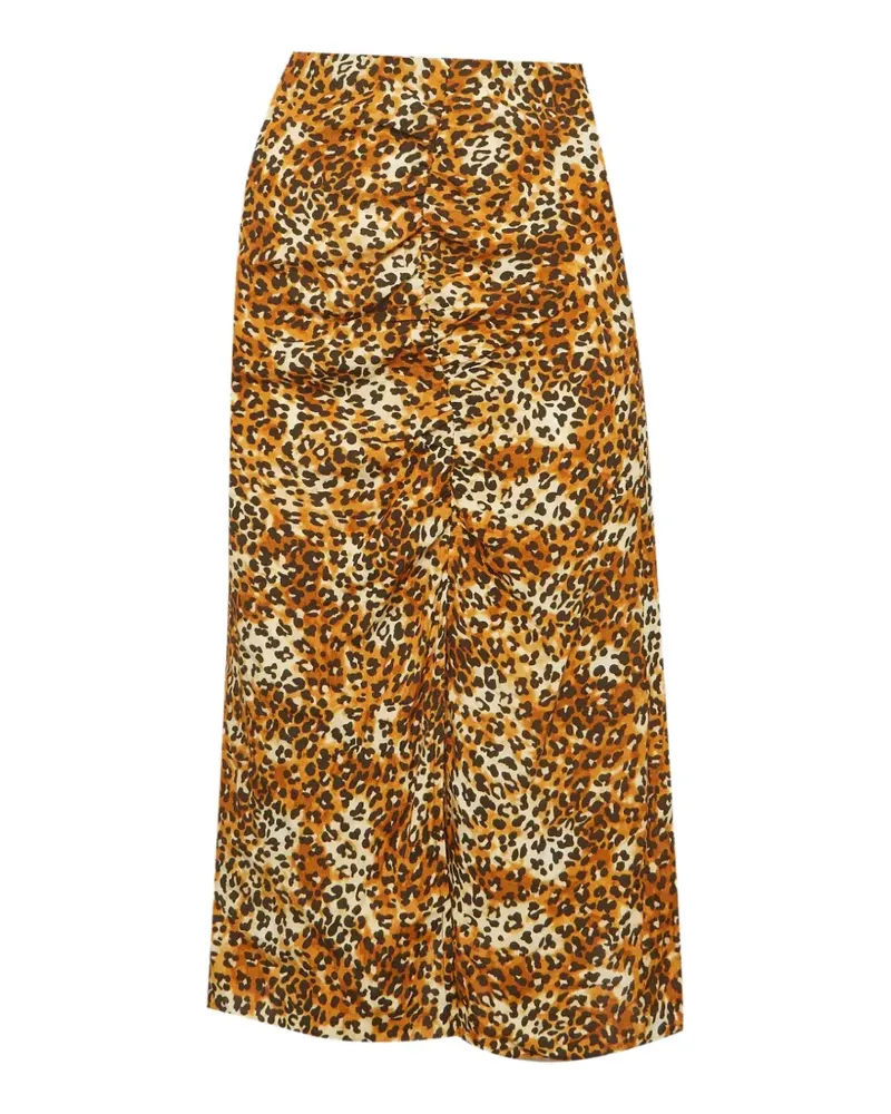 Maje Geraffter Lulù Midirock mit Leopardenprint - Orange Orange