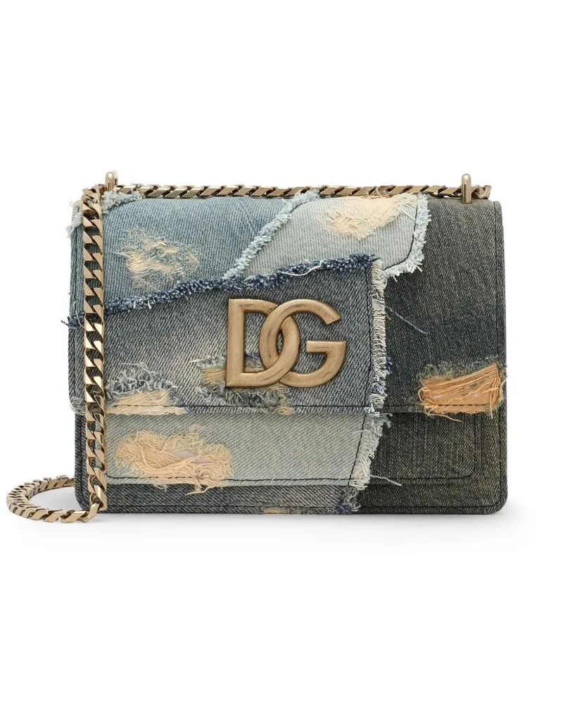 Dolce & Gabbana Jeans-Umhängetasche im Patchwork-Look - Blau Blau