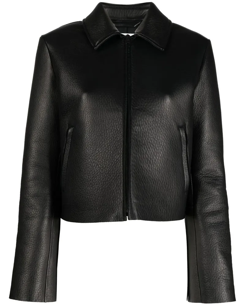 Acne Studios Cropped-Jacke aus Leder - Schwarz Schwarz