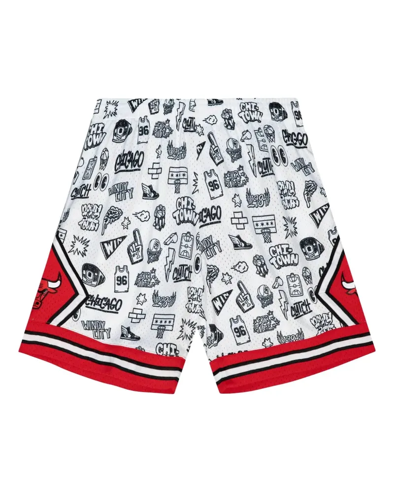 Mitchell & Ness x NBA Chicago Bulls 1997 Doodle Swingman Shorts - Weiß Weiß