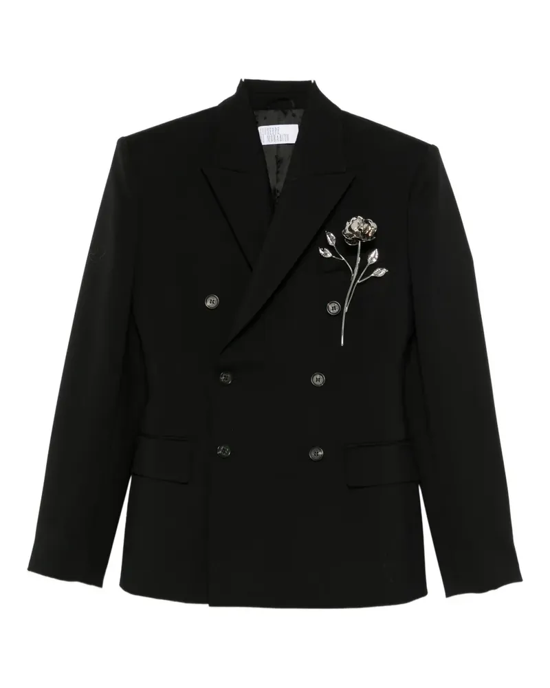 Giuseppe di Morabito double-breasted floral-brooch blazer - Schwarz Schwarz