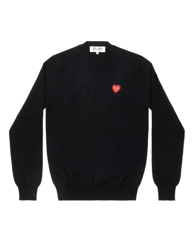 Comme des Garçons Pullover mit strassverziertem Herz-Patch - Schwarz Schwarz