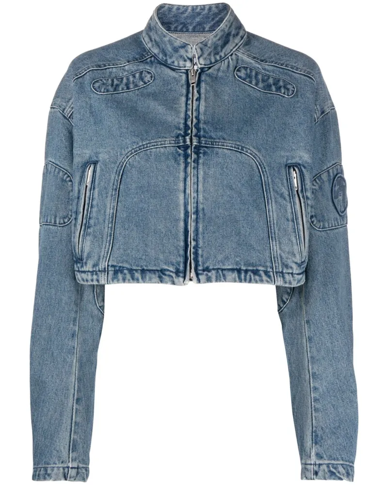 AMBUSH Cropped-Bikerjacke im Jeans-Look - Blau Blau
