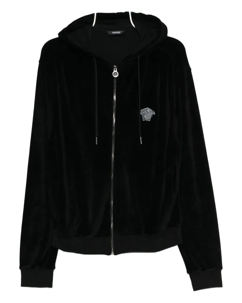 Versace embroidered chenille zip-up hoodie - Schwarz Schwarz