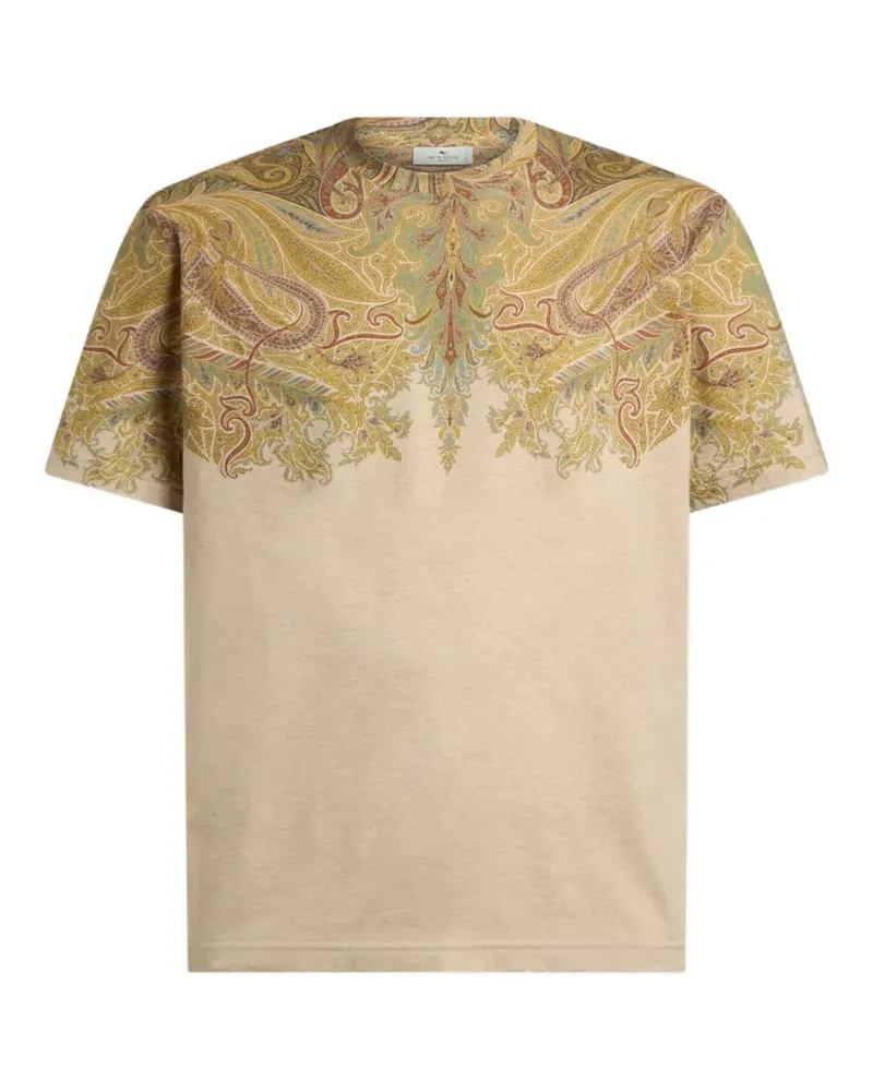 Etro cotton-jersey T-shirt with placed Paisley pochette print - Nude Nude