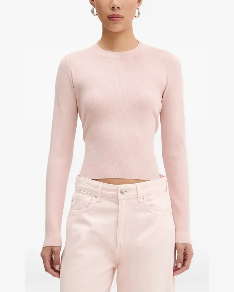 VICOLO tie-back ribbed long-sleeve top - Rosa Rosa