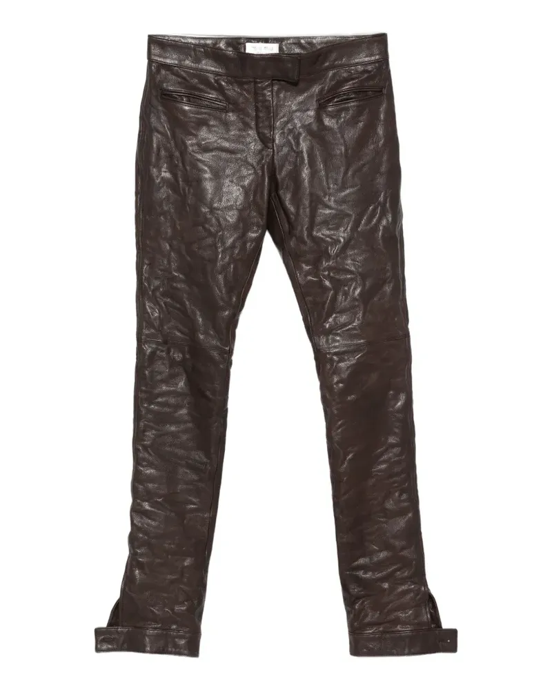 Miu Miu button-cuff leather trousers - Braun Braun