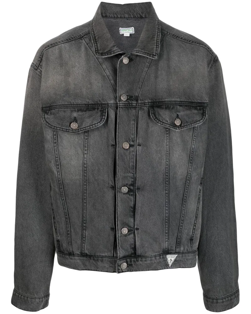 Guess Jeansjacke mit Logo-Patch - Schwarz Schwarz