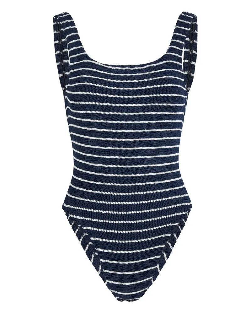 Hunza G square-neck striped swimsuit - Blau Blau
