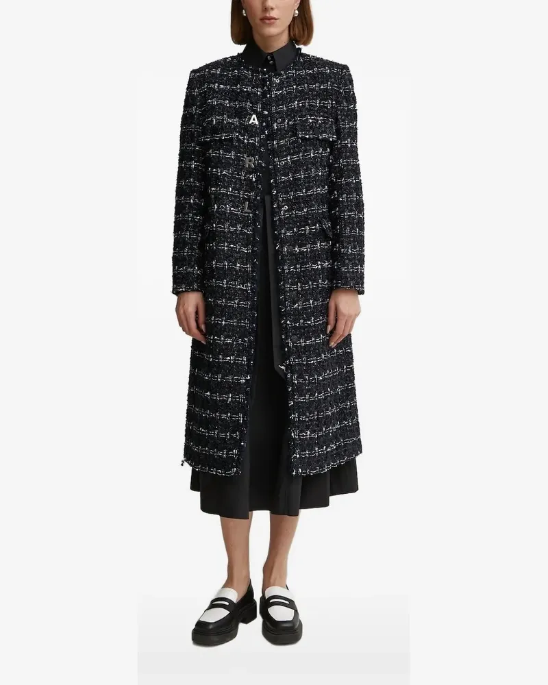 Karl Lagerfeld Tweed-Mantel mit Logo - Schwarz Schwarz