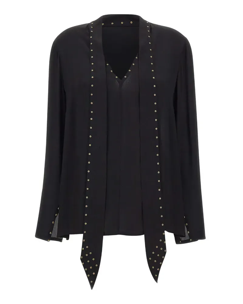 Elena Mirò Bluse mit Nieten und Schaldetail - Schwarz Schwarz