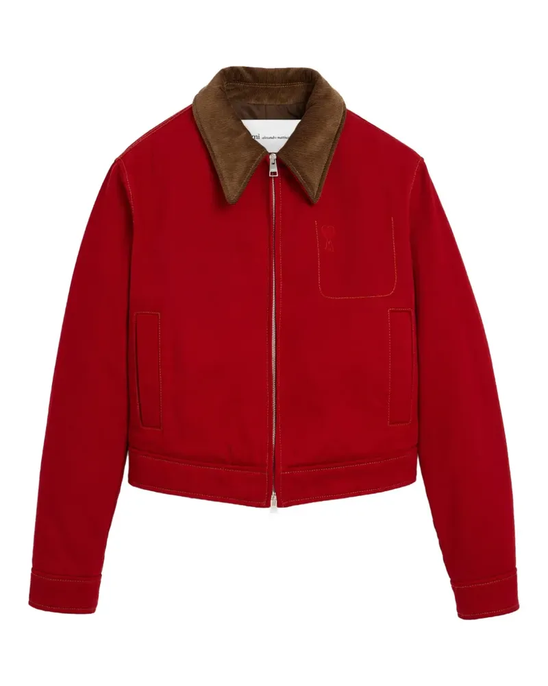 AMI Paris Baumwolljacke mit Reißverschluss und Ami de Coeur - Rot Rot