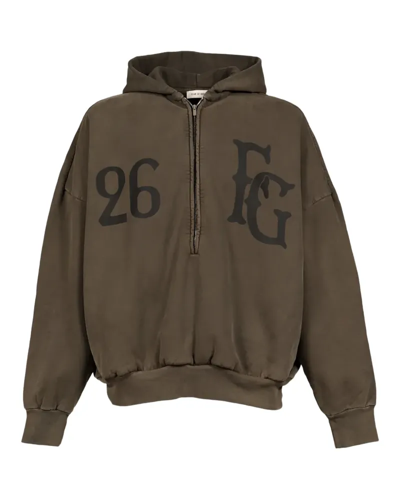 Fear of God Baseball Club logo-print half-zip hoodie - Braun Braun