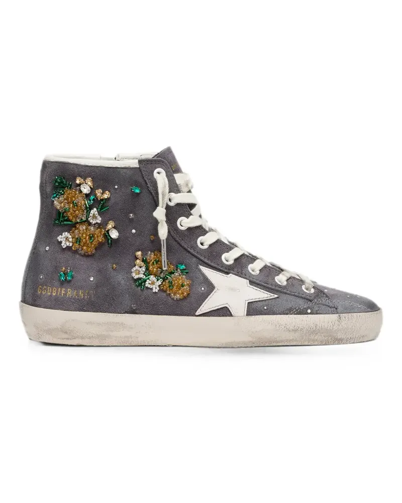 Golden Goose Francy Obermaterial aus Wildleder mit Kristallen und Blumenperlen-Stickerei - Grau Grau