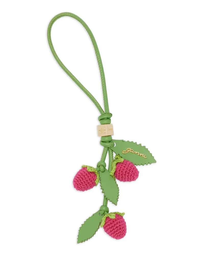 Ganni Gehäkelter Erdbeeren-Schlüsselanhänger - Grün Grün
