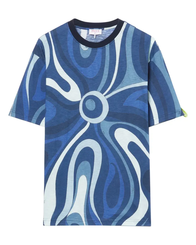 Emilio Pucci T-Shirt mit Marmo-Print - Blau Blau