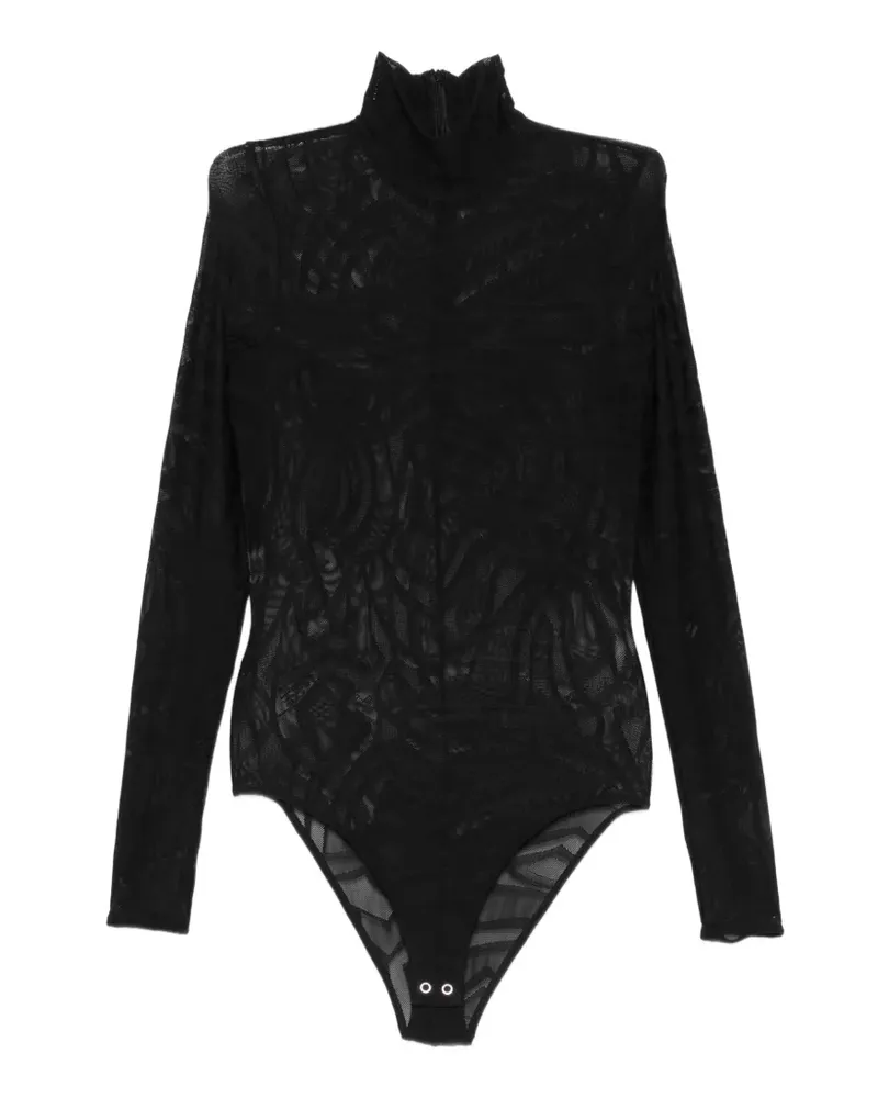 Emilio Pucci Semi-transparenter Body mit Stehkragen - Schwarz Schwarz