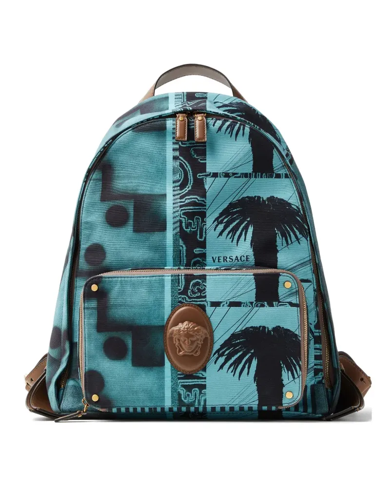 Versace Lou printed-canvas backpack - Blau Blau