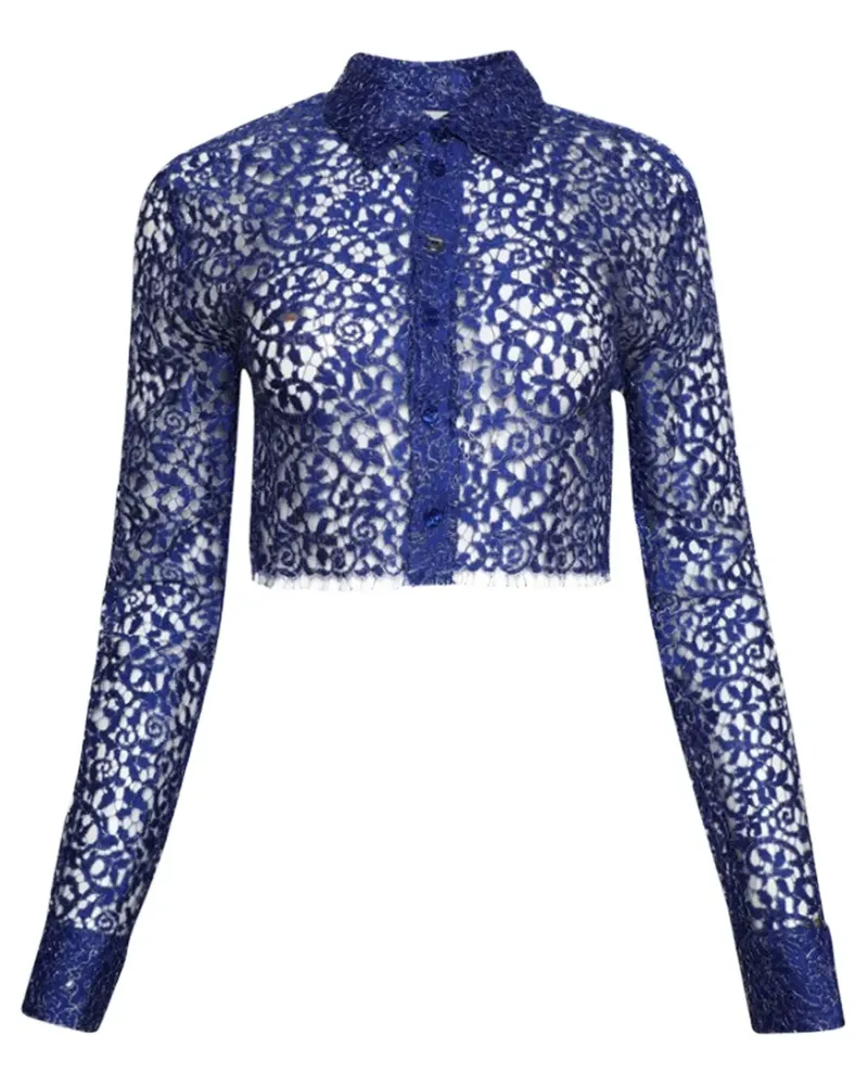 COPERNI Perforiertes Cropped-Hemd - Blau Blau