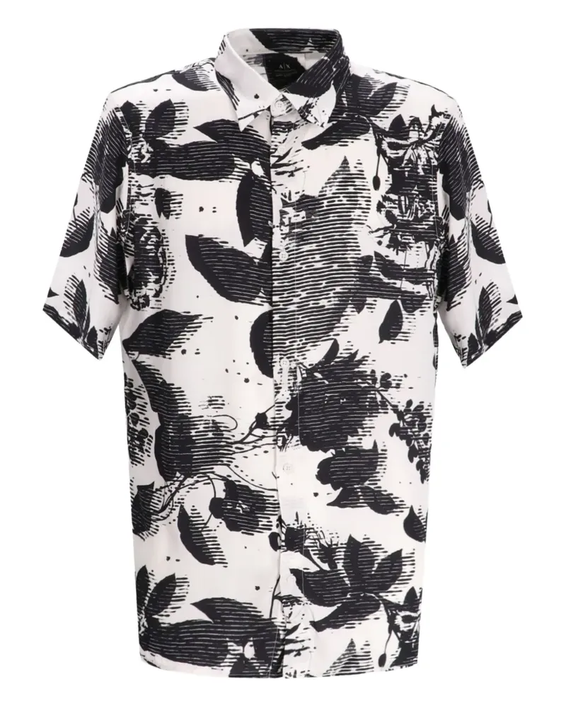 Armani Exchange Hemd mit Blumen-Print - Weiß Weiß