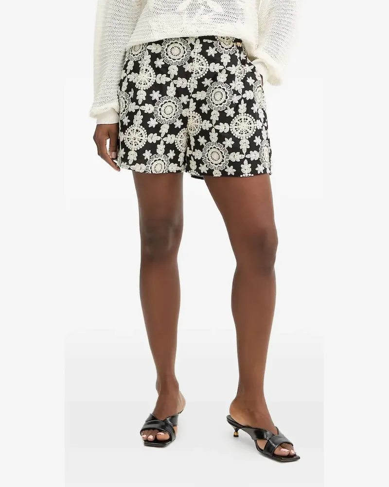 Fracomina Shorts mit Blumenstickerei - Schwarz Schwarz