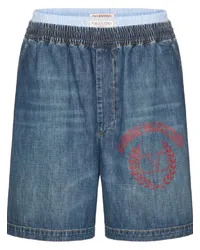 Valentino Garavani Jeans-Shorts mit Logo-Print Blau