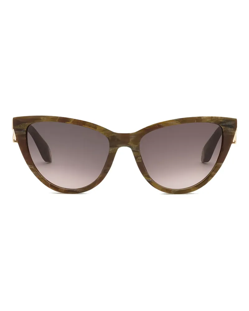 Roberto Cavalli cat-eye logo-detail sunglasses - Braun Braun