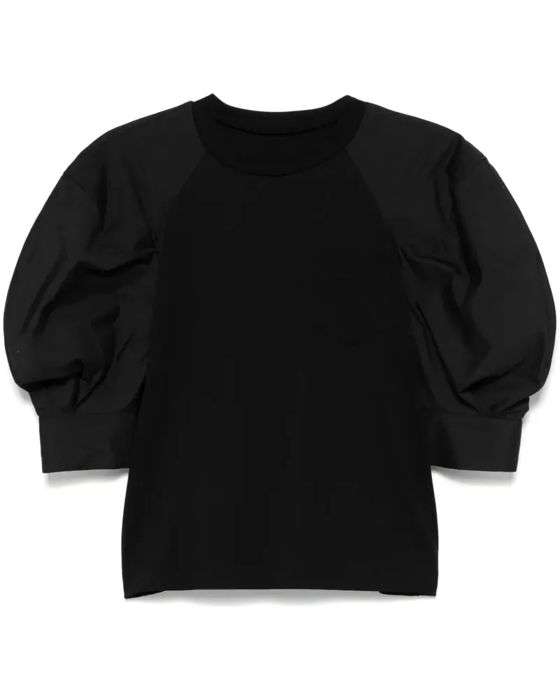 Sacai T-Shirt mit Kontrastärmeln - Schwarz Schwarz
