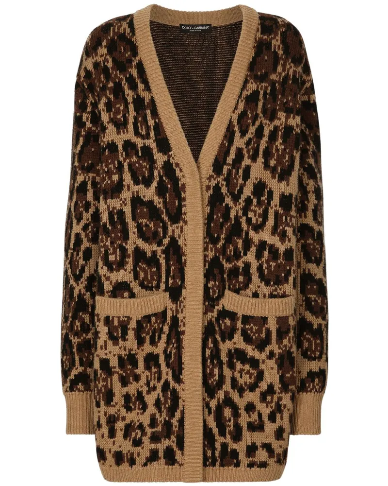 Dolce & Gabbana Cardigan mit Leoparden-Print - Braun Braun