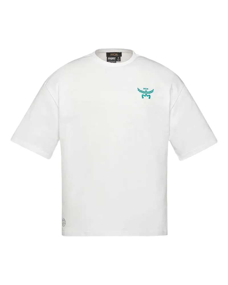 MCM x SNIPES T-Shirt mit Strass-Logo - Weiß Weiß