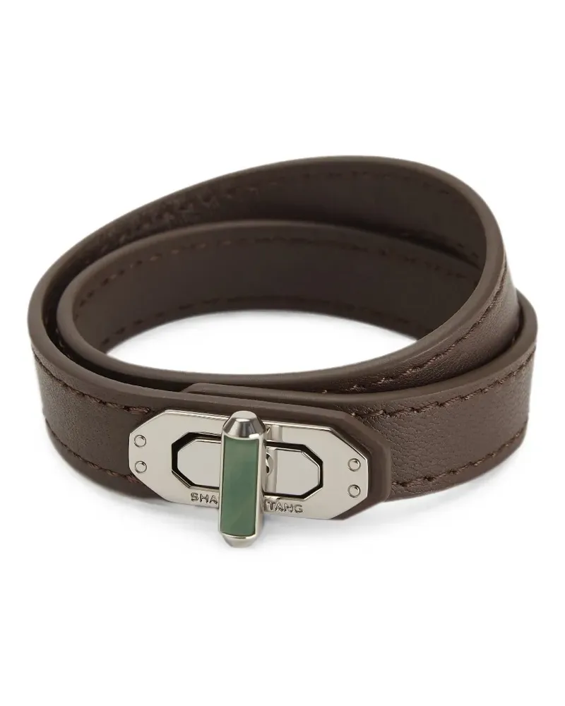 Shanghai Tang Tang Locket jade leather bracelet - Silber Silber