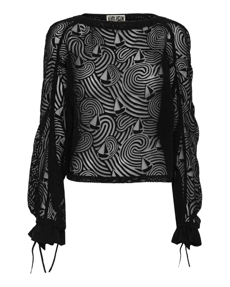 Henrik Vibskov semi-sheer wave-motif blouse - Schwarz Schwarz