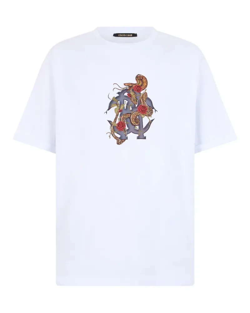 Roberto Cavalli logo-print crew-neck T-shirt - Weiß Weiß