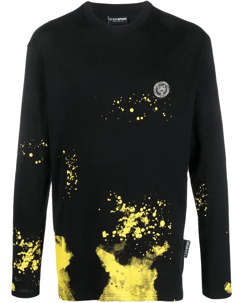 Philipp Plein Langarmshirt mit Farbklecks-Print - Schwarz Schwarz