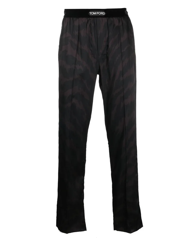 Tom Ford Gemusterte Pyjama-Hose Schwarz