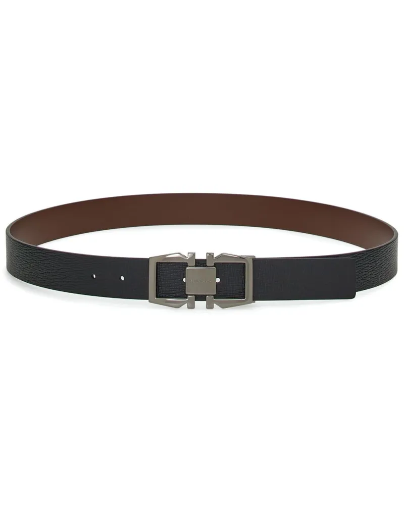 Ferragamo Wendbarer Gancini Gürtel - Schwarz Schwarz