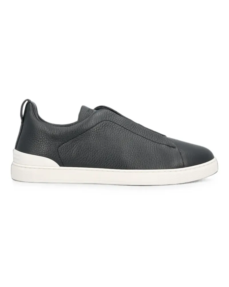 Ermenegildo Zegna navy blue deerskin Triple Stitch™ sneakers - Blau Blau