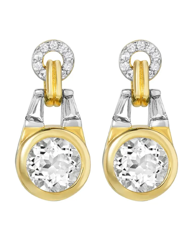 V JEWELLERY Olive round-topaz buckle earrings - Gold Gold