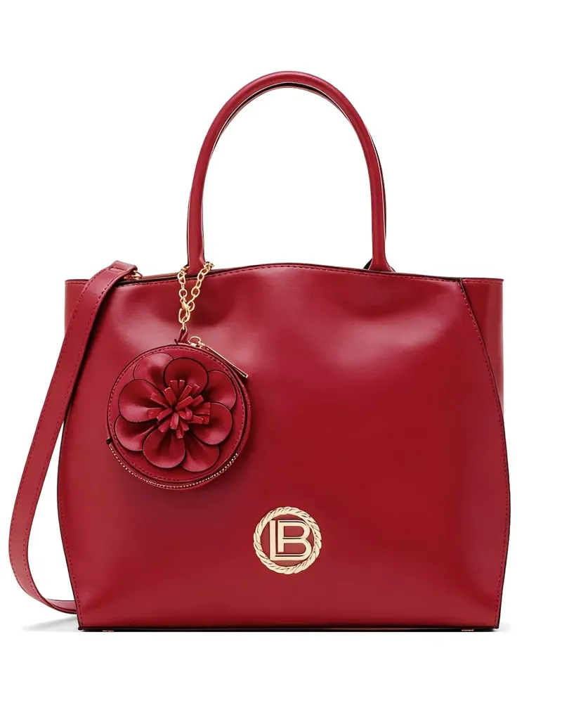 Laura Biagiotti logo-plaque floral-charm tote bag - Rot Rot
