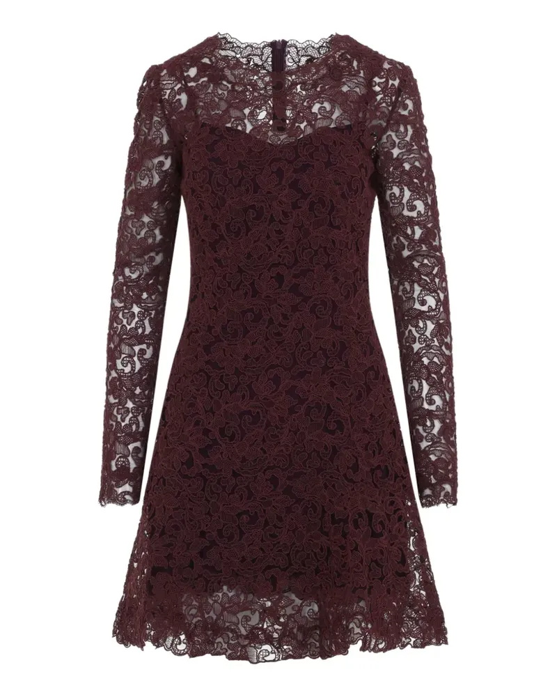 Ermanno Scervino lace-overlay long-sleeve mini dress - Rot Rot